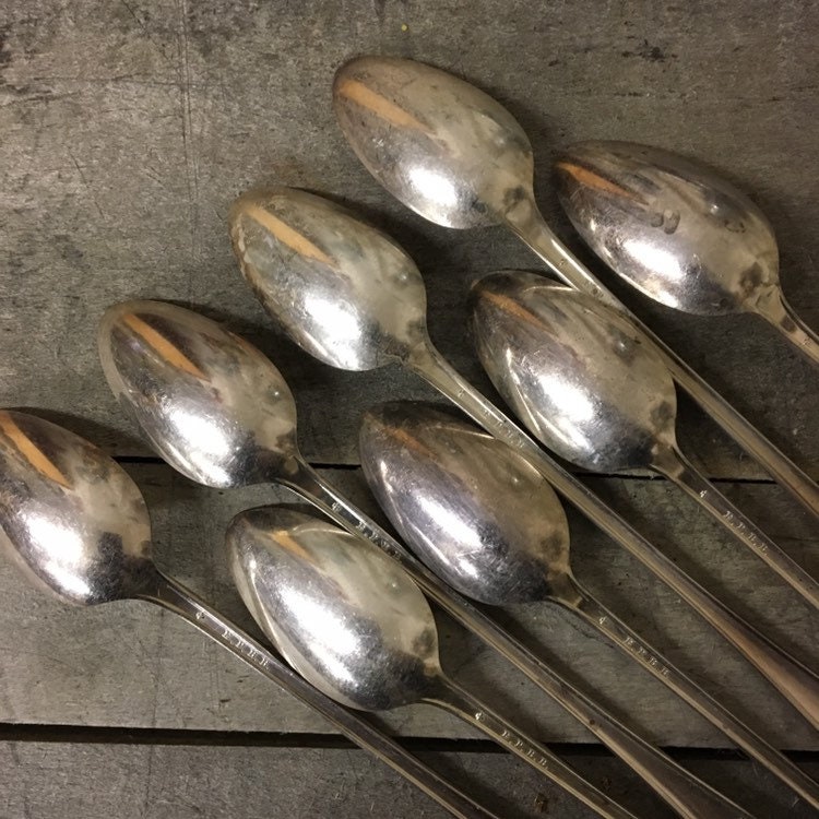 Set of 8 Vintage Silverplate Iced Tea Spoons