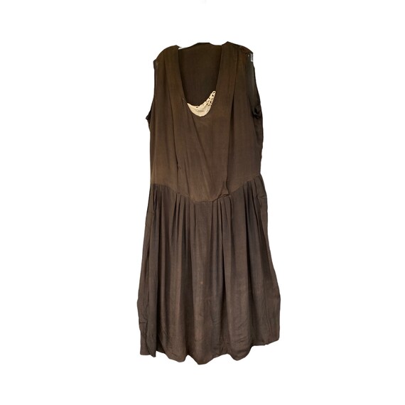 Vintage 1920-30s Faded Black Silk Dress - Large