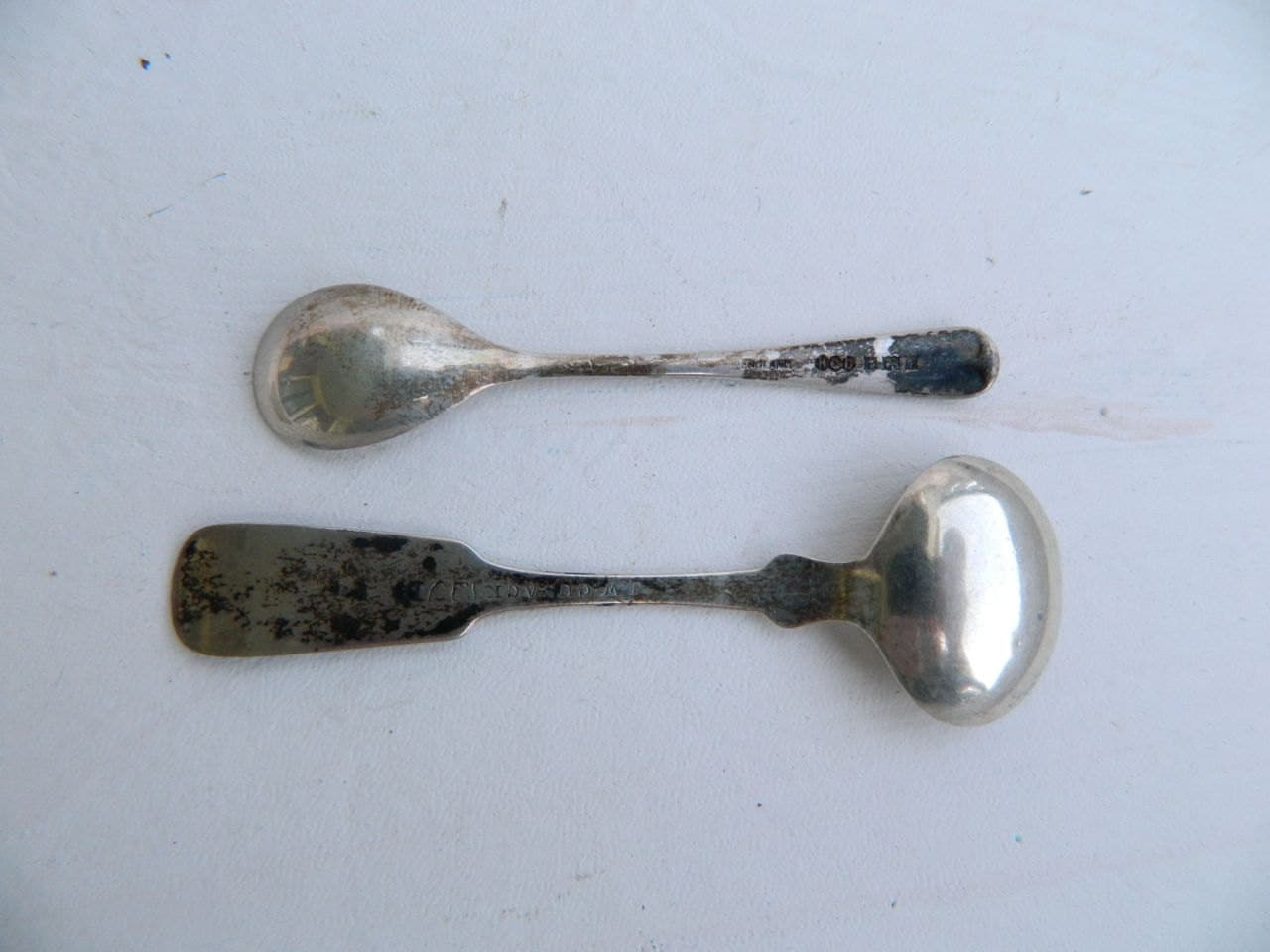 Pair of Antique Sterling Silver Master Salt Spoons