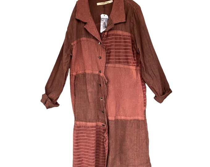 Cynthia Ashby Slant Patch Coat -XL- Copper Linen/Cotton Cord/Matelasse/Twill NWT
