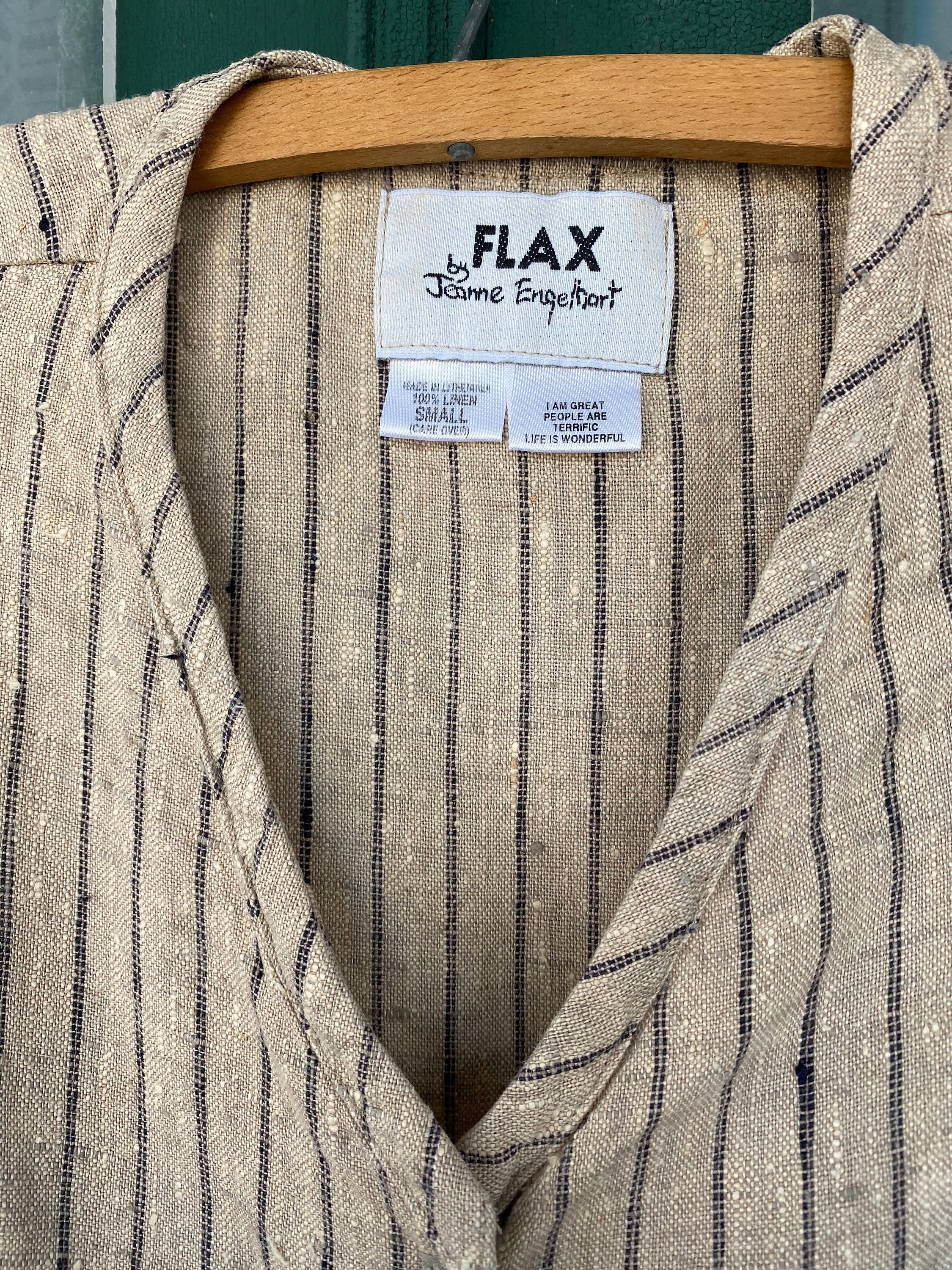 FLAX Engelhart Fall 1998 Slim Genteel Jumper -S- Natural Stripe Linen