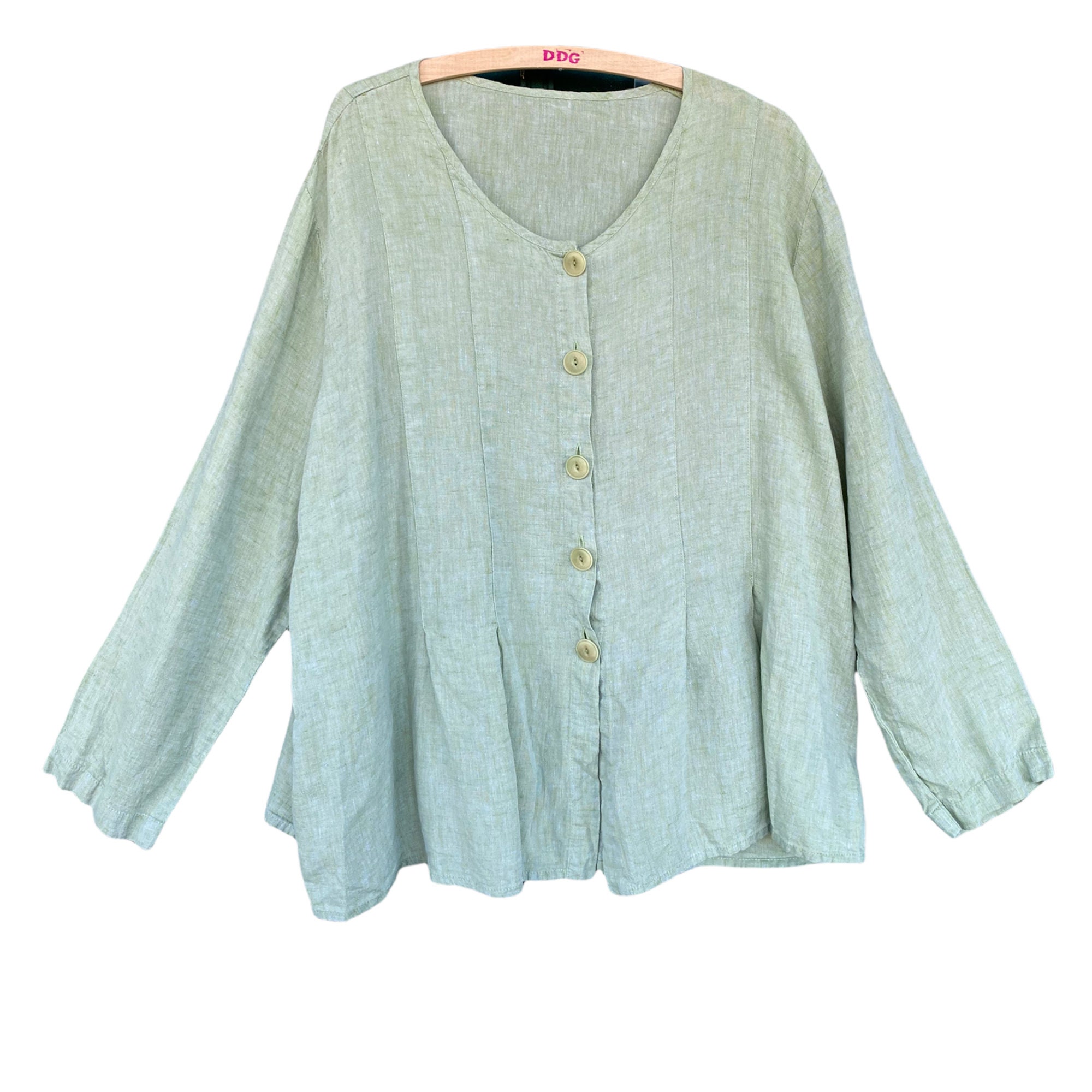 FLAX de Soleil 2007 Sincere Shirt -1G/1X- Yarn-Dyed Light Green ...