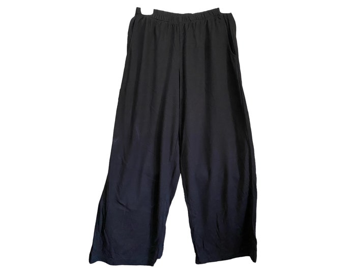 FLAX Flood Pants -P/XS-  Black Rayon/Spandex/Nylon Jersey