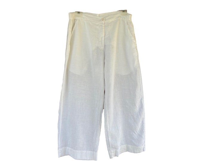 FLAX Cropped Trousers -S- White Linen