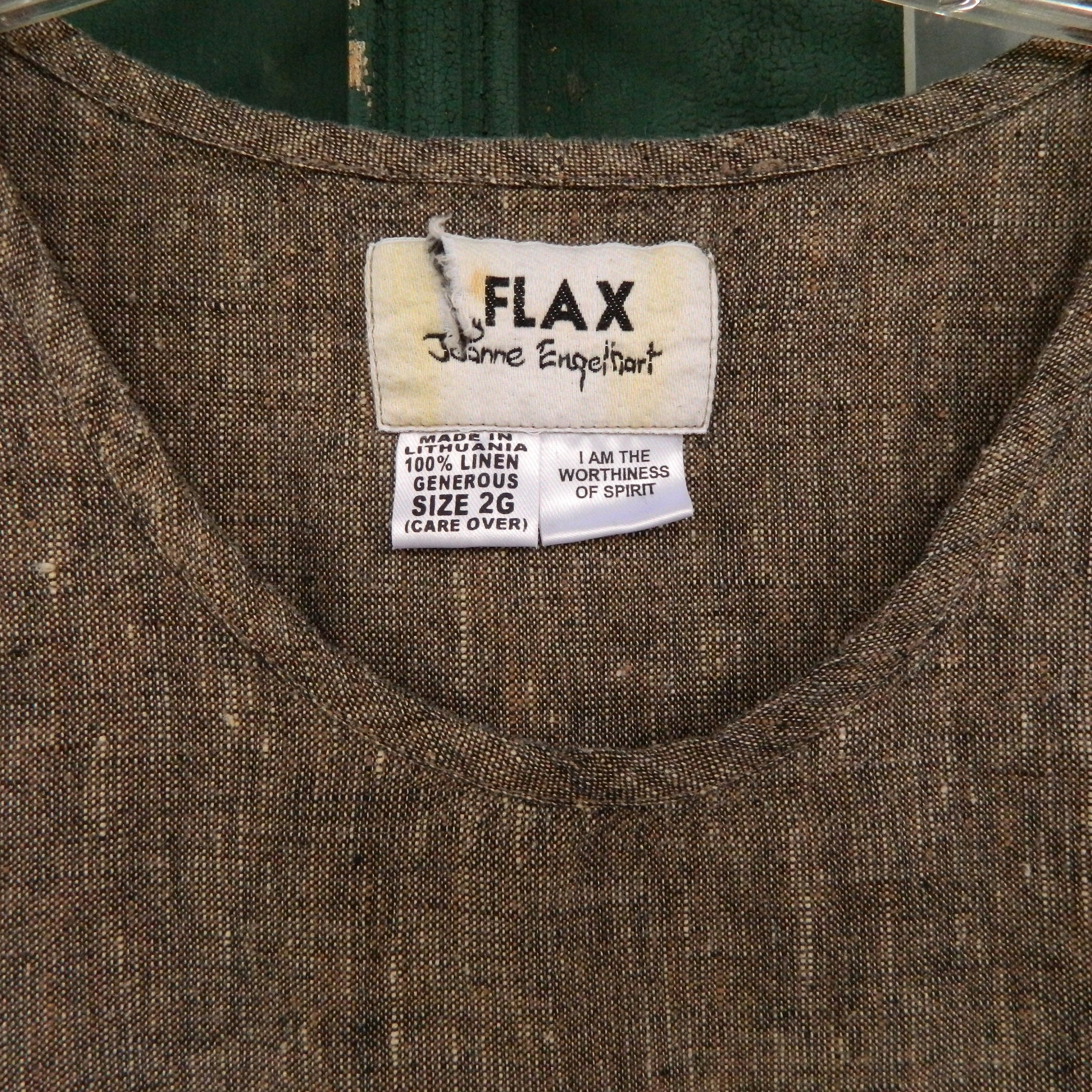 FLAX Tank Top -2G/2X- Yarn-Dyed Brown Medium Weight Linen