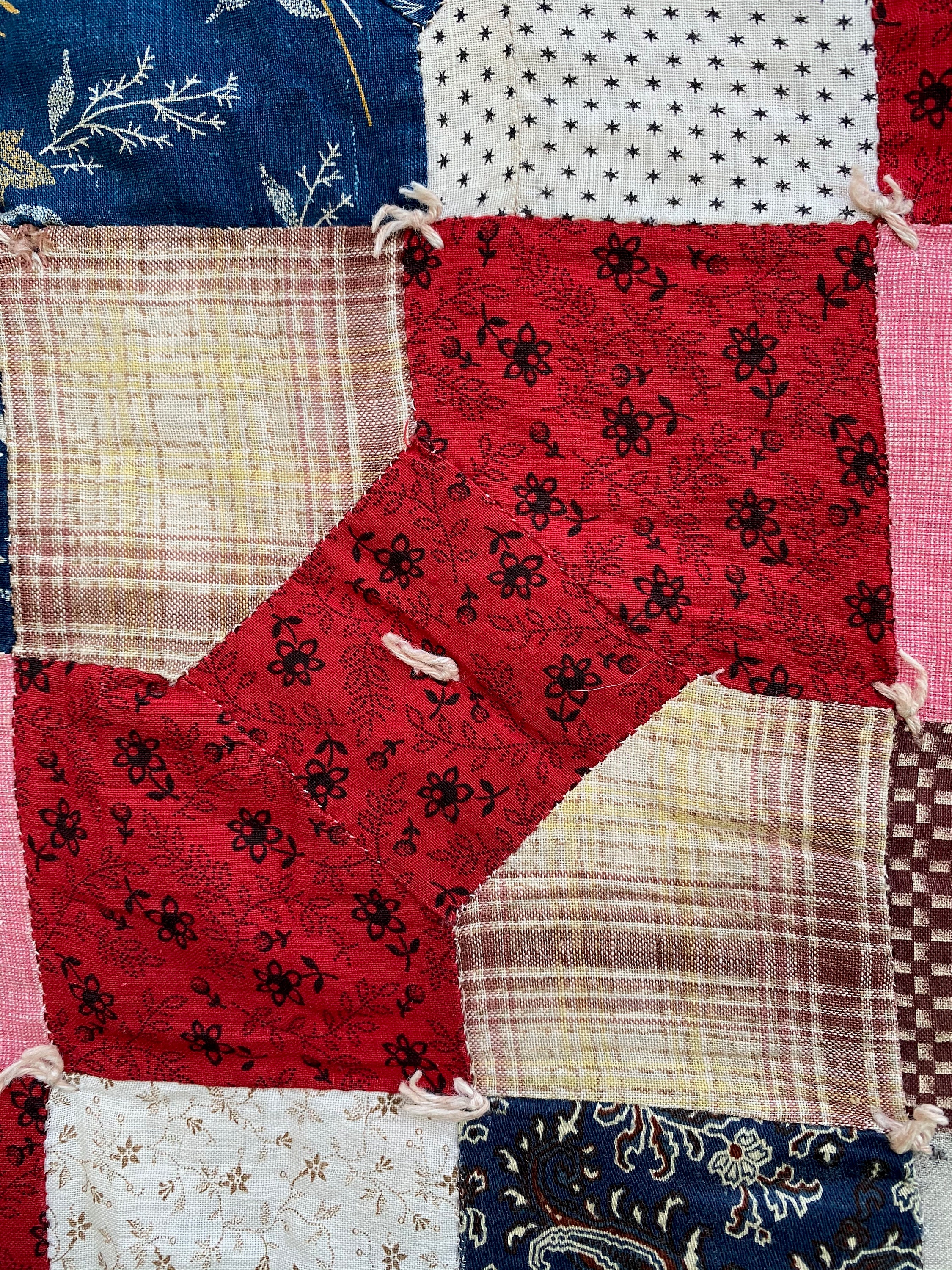 Vintage Bow Tie Tied Quilt 72 x 52