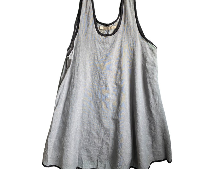 Cynthia Ashby Sleeveless Tunic Dress -L- Shimmery Gray Cotton/Nyon