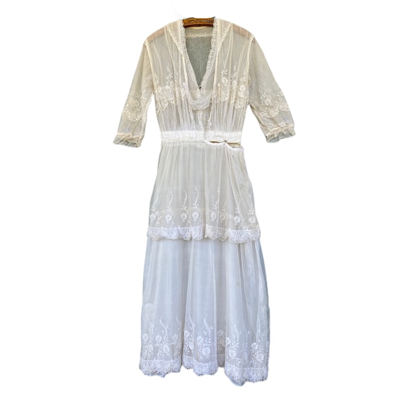 RESERVED Vintage Edwardian Mesh Lace Dress
