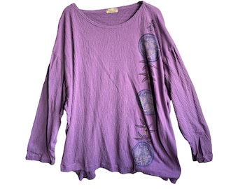 MaxEquations Artwear Pullover Top -O/S- Textured Purple Cotton Blend