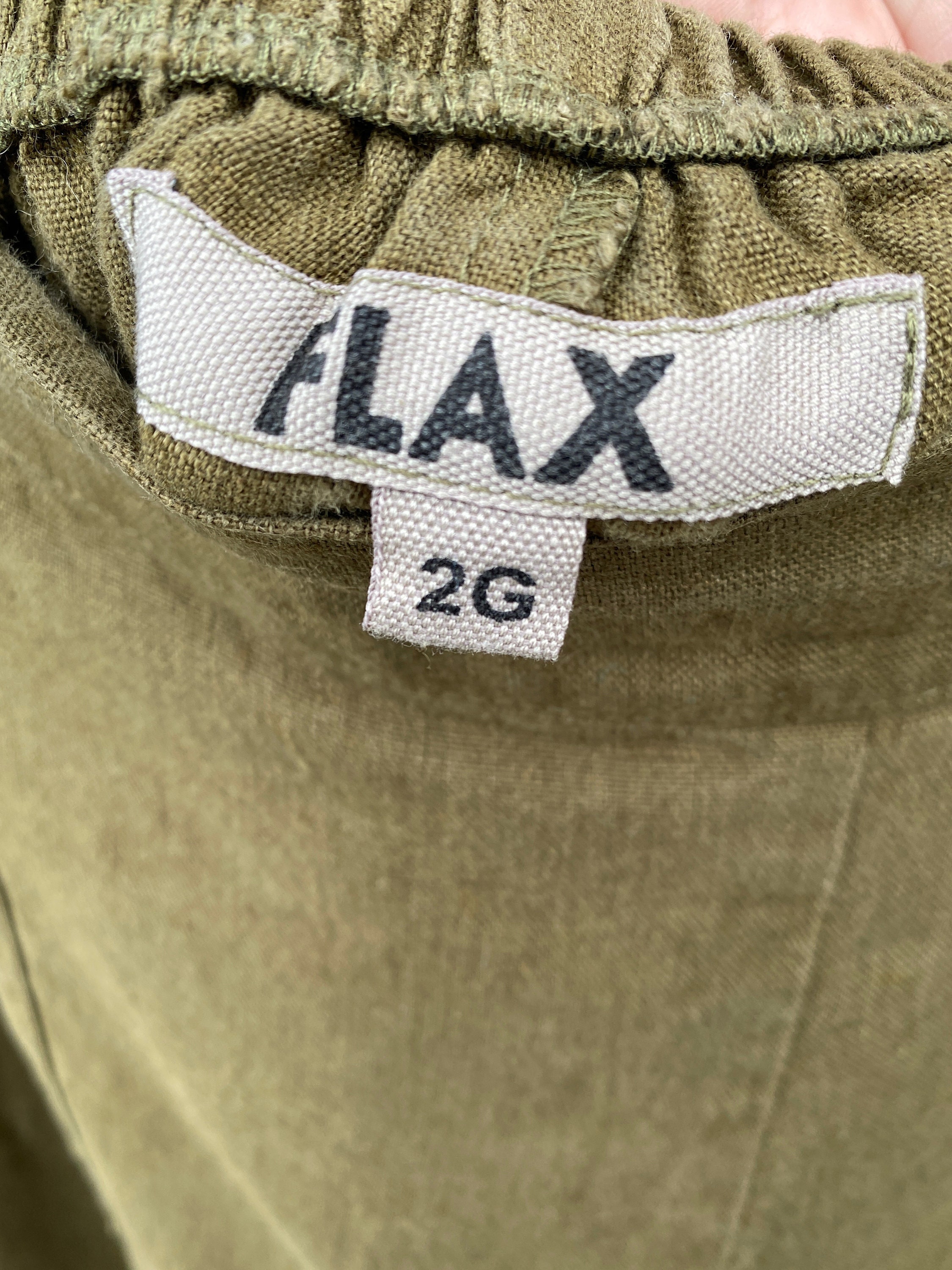 FLAX Neutral 2011 Crop Pant -2G/2X- Army Green Linen