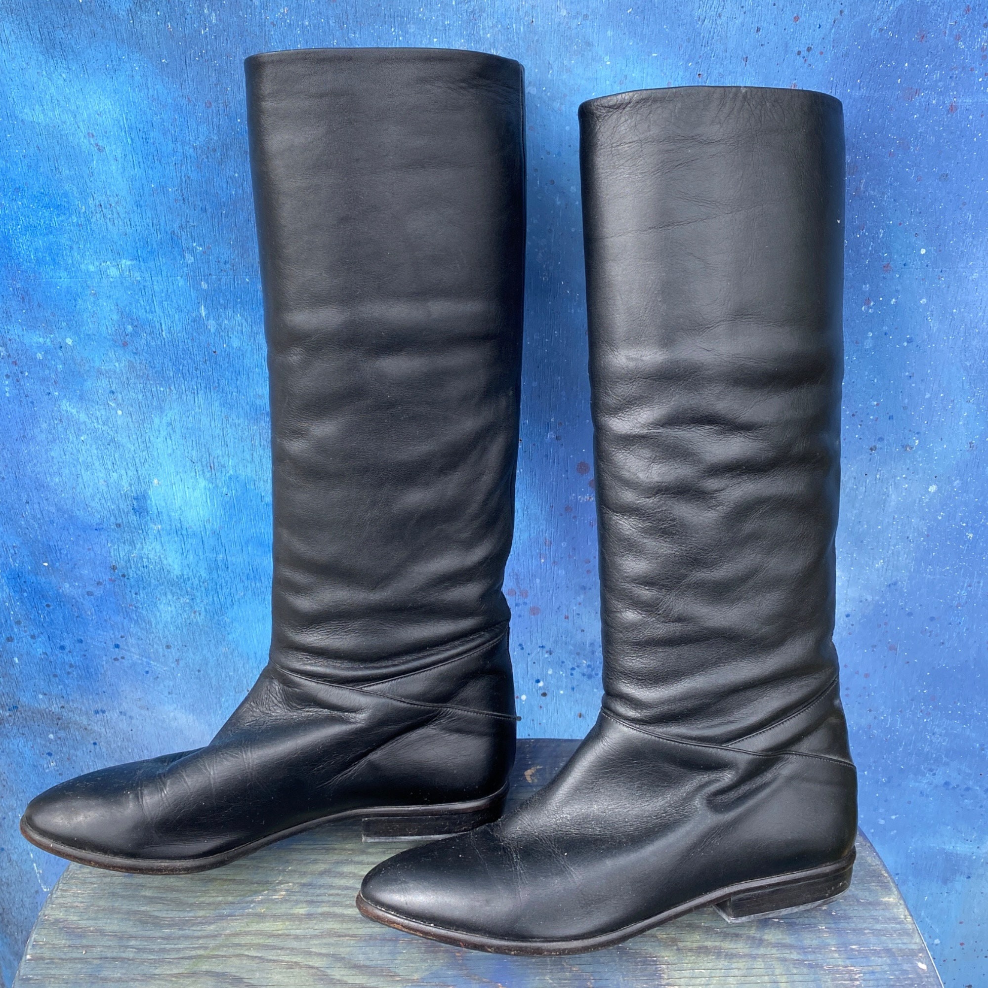 Vintage Hana Mackler Italy Black Leather Boots 6 1/2B