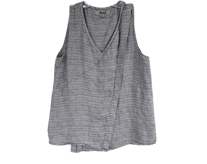 Flax Wrap Tank -S- Gray Weave Linen