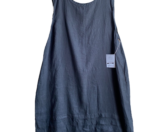 FLAX Bold 2022 Tuck Dress -3G/3X- Black Linen NWT