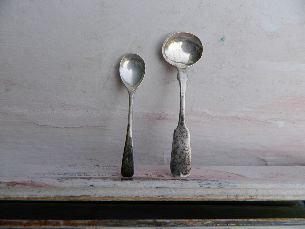 Pair of Antique Sterling Silver Master Salt Spoons