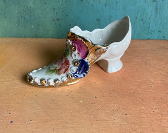 Vintage Decorated Porcelain Shoe from Germany