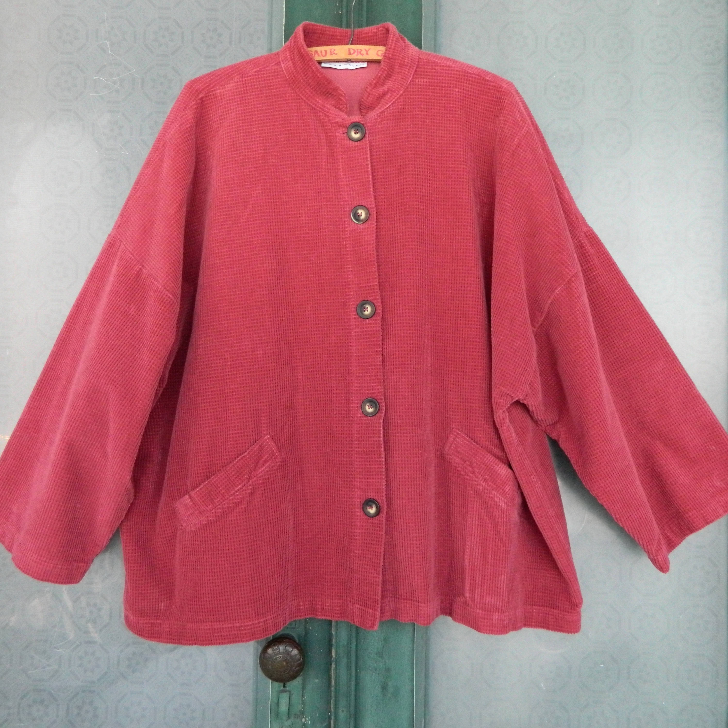 Bryn Walker Oversized Jacket -M- Muted Red Cotton Velour Waffle Weave