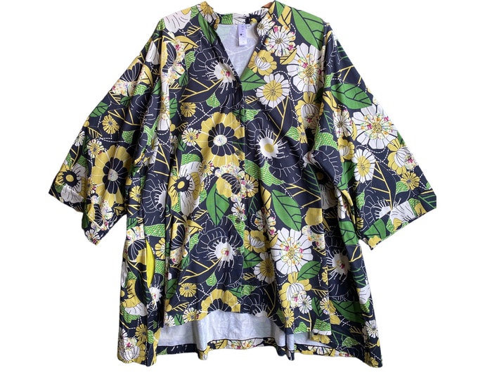 Flutter Jacket -1X/2X- Jungle Flower Print Cotton/Spandex NWT