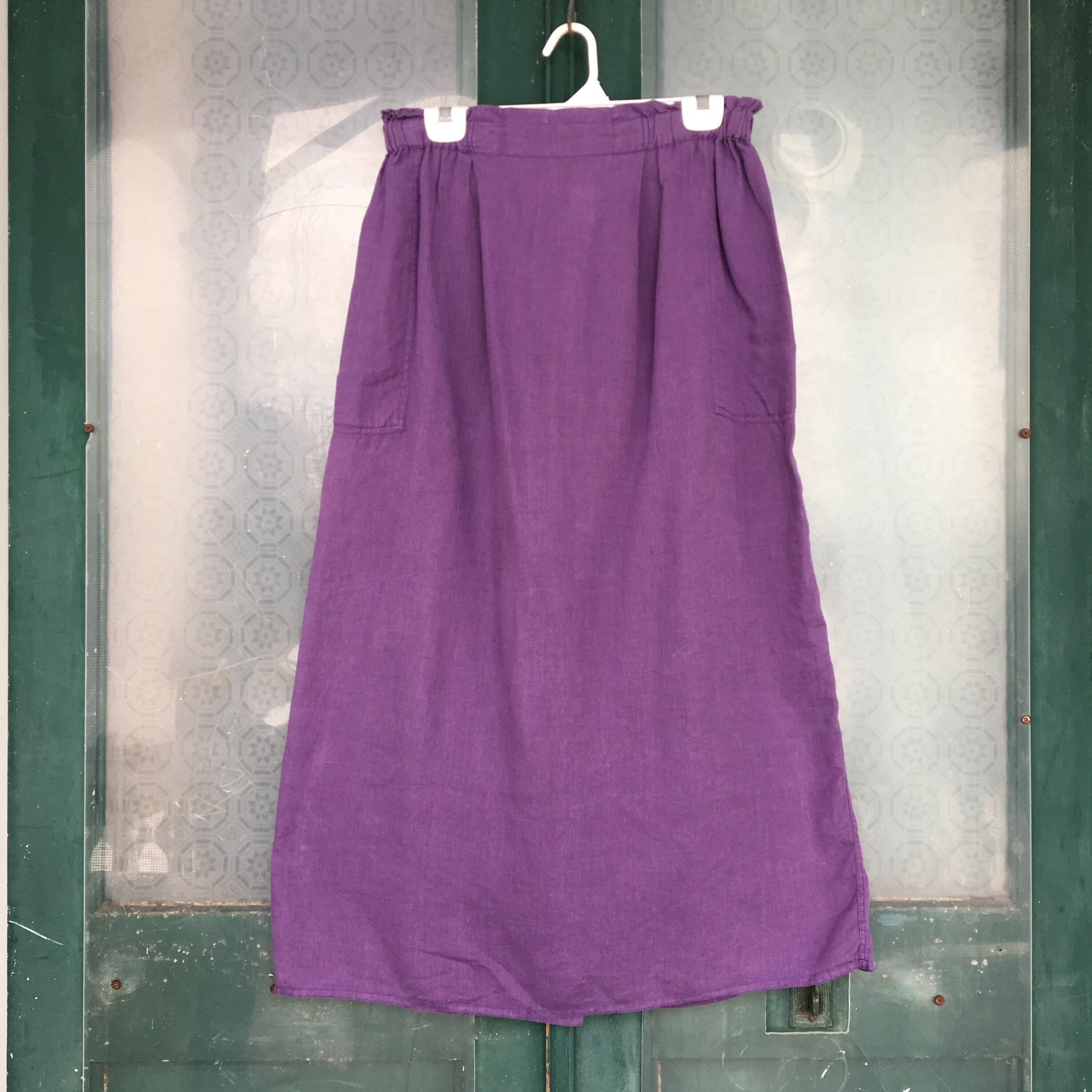 FLAX Engelhart Basic 1997 Simple Skirt -L- Amethyst Handkerchief Linen