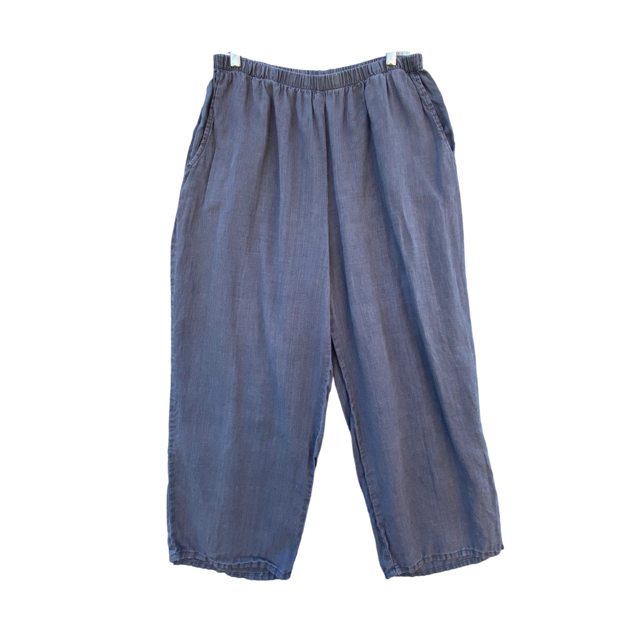 FLAX Flood Pants -M- Gray Linen