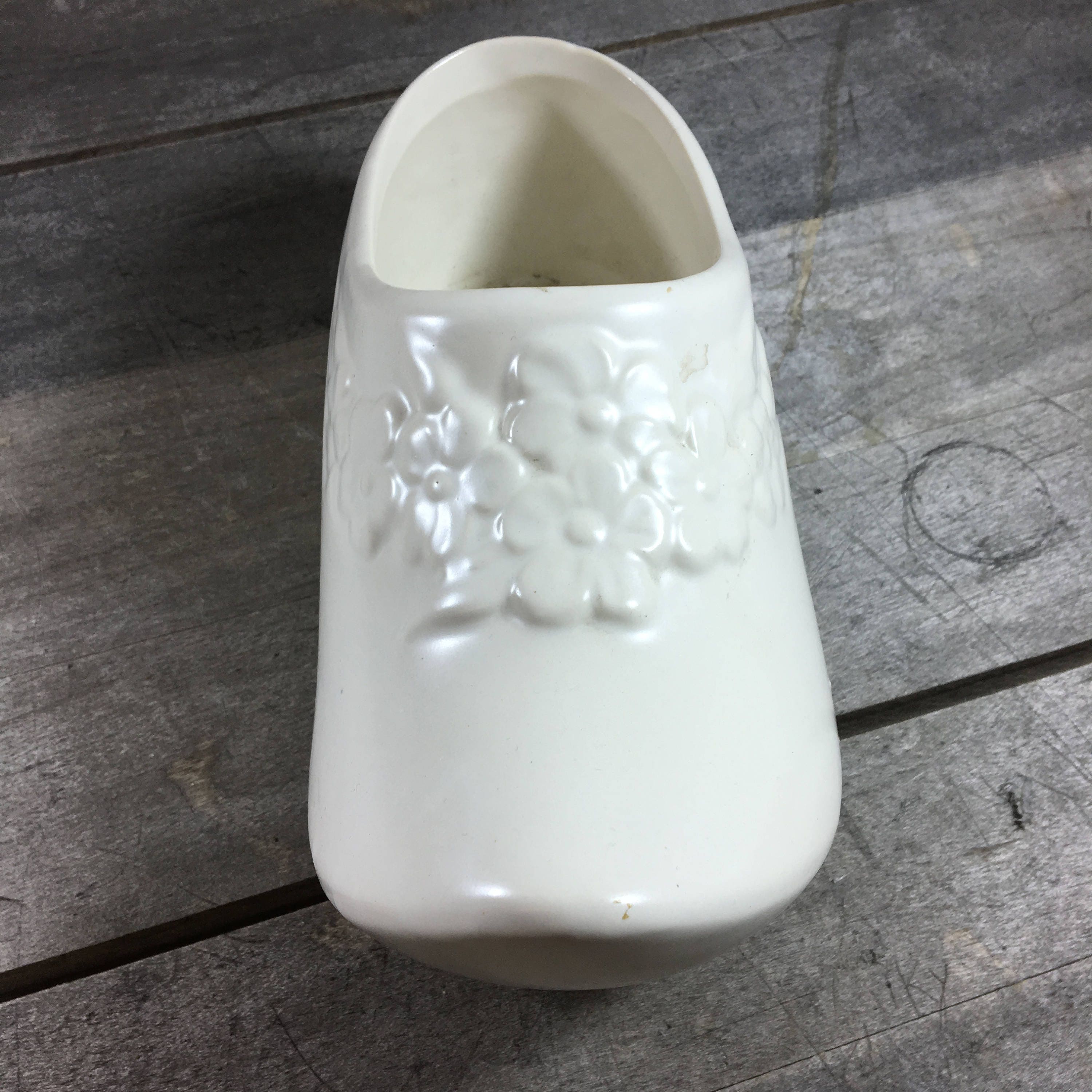 Vintage Hull Pottery White Ceramic Shoe Planter