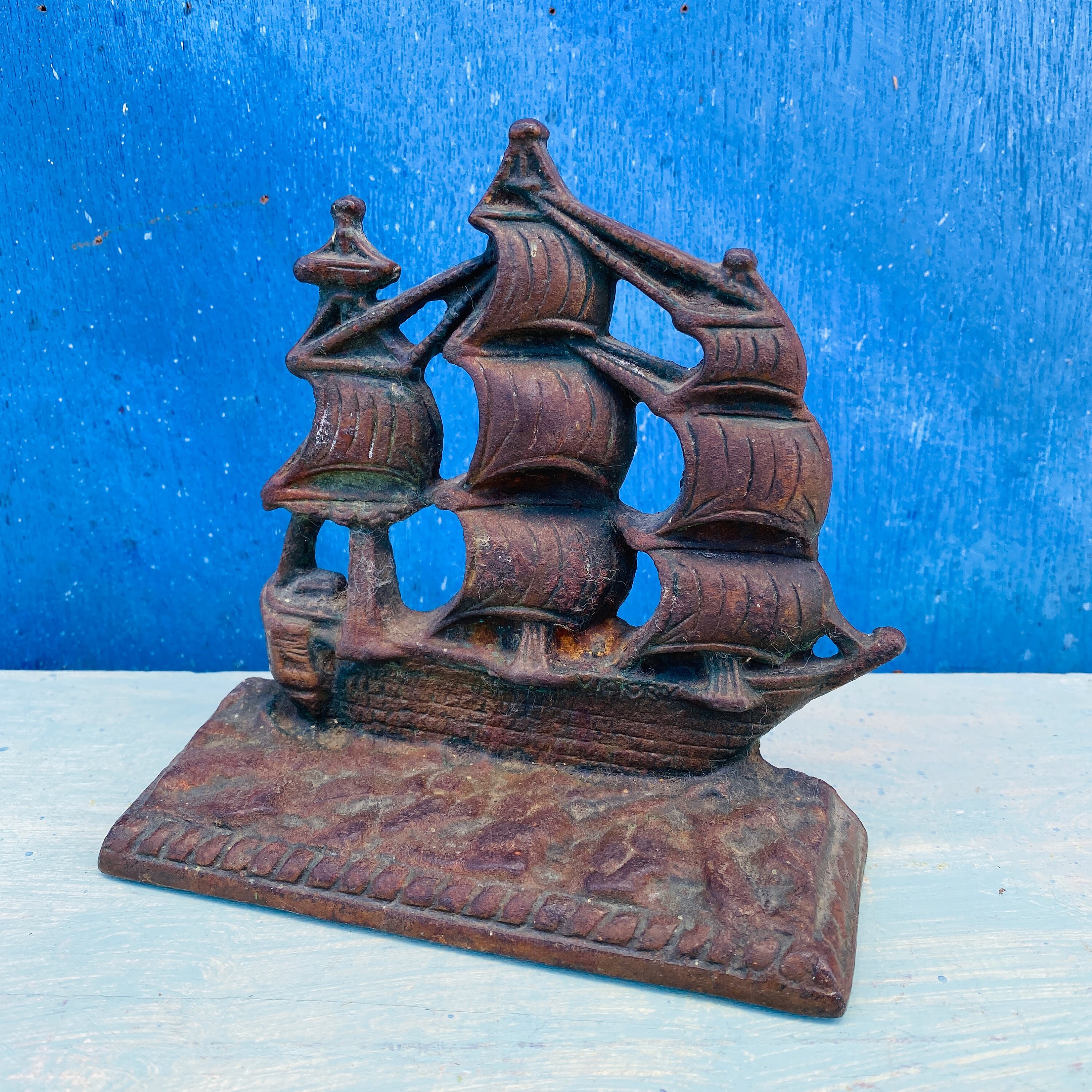 Vintage Cast Iron Victory Ship Door Stop