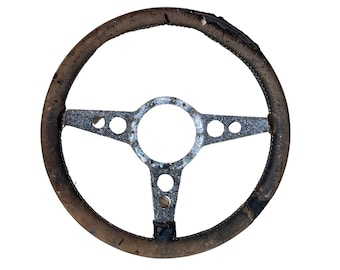 Vintage Leather-Covered Sporty Steering Wheel
