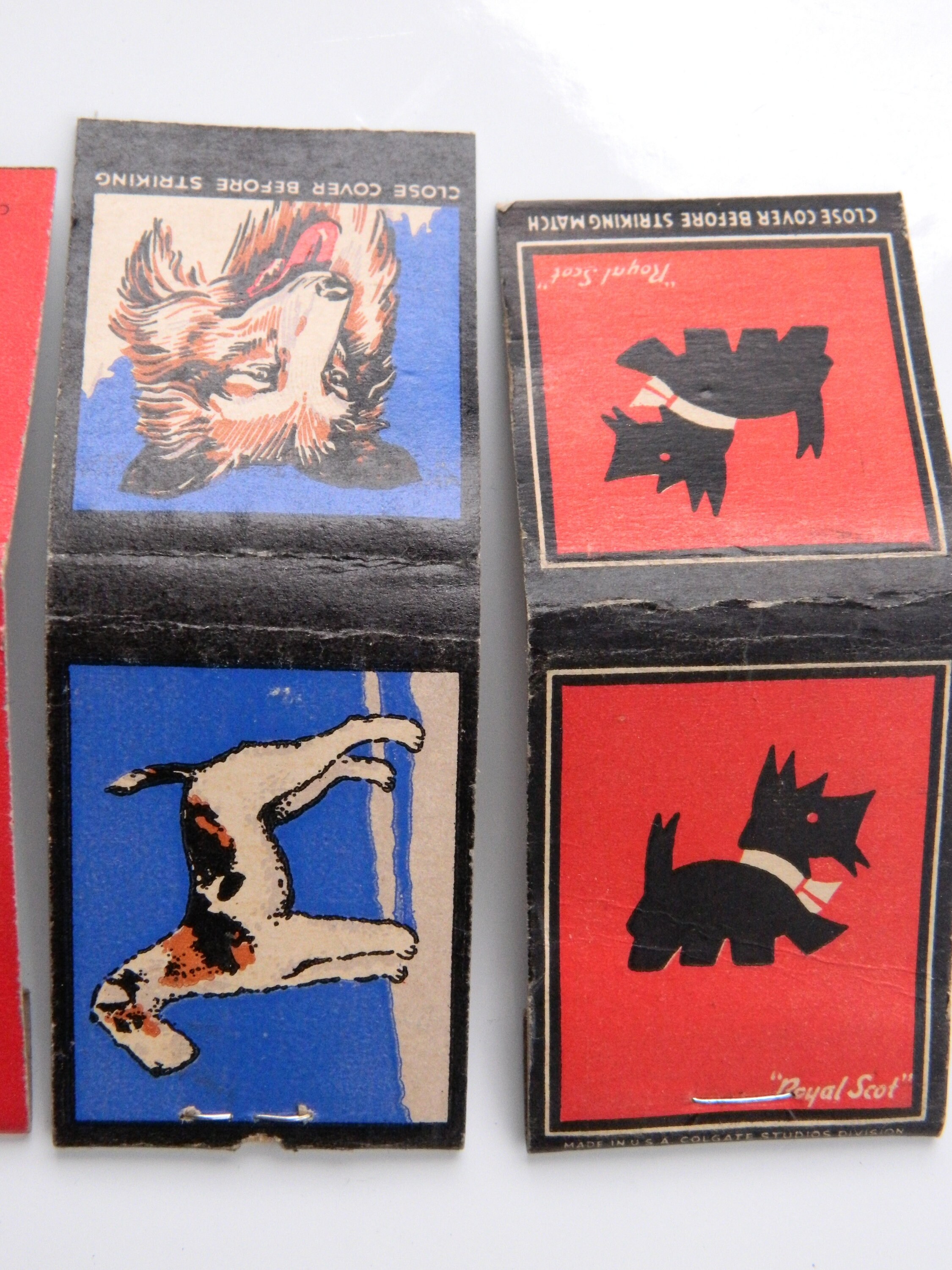 Lot of 4 Dog Vintage Matchbook Covers