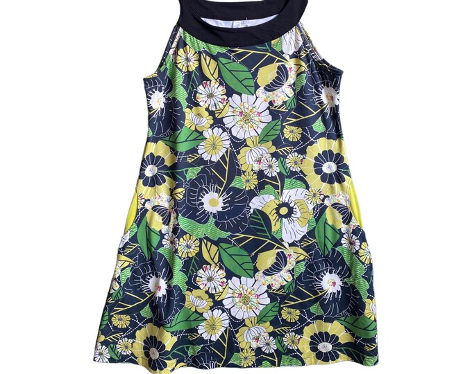 Flutter Lucy Dress -XL- Jungle Flower Print Cotton/Spandex NWT