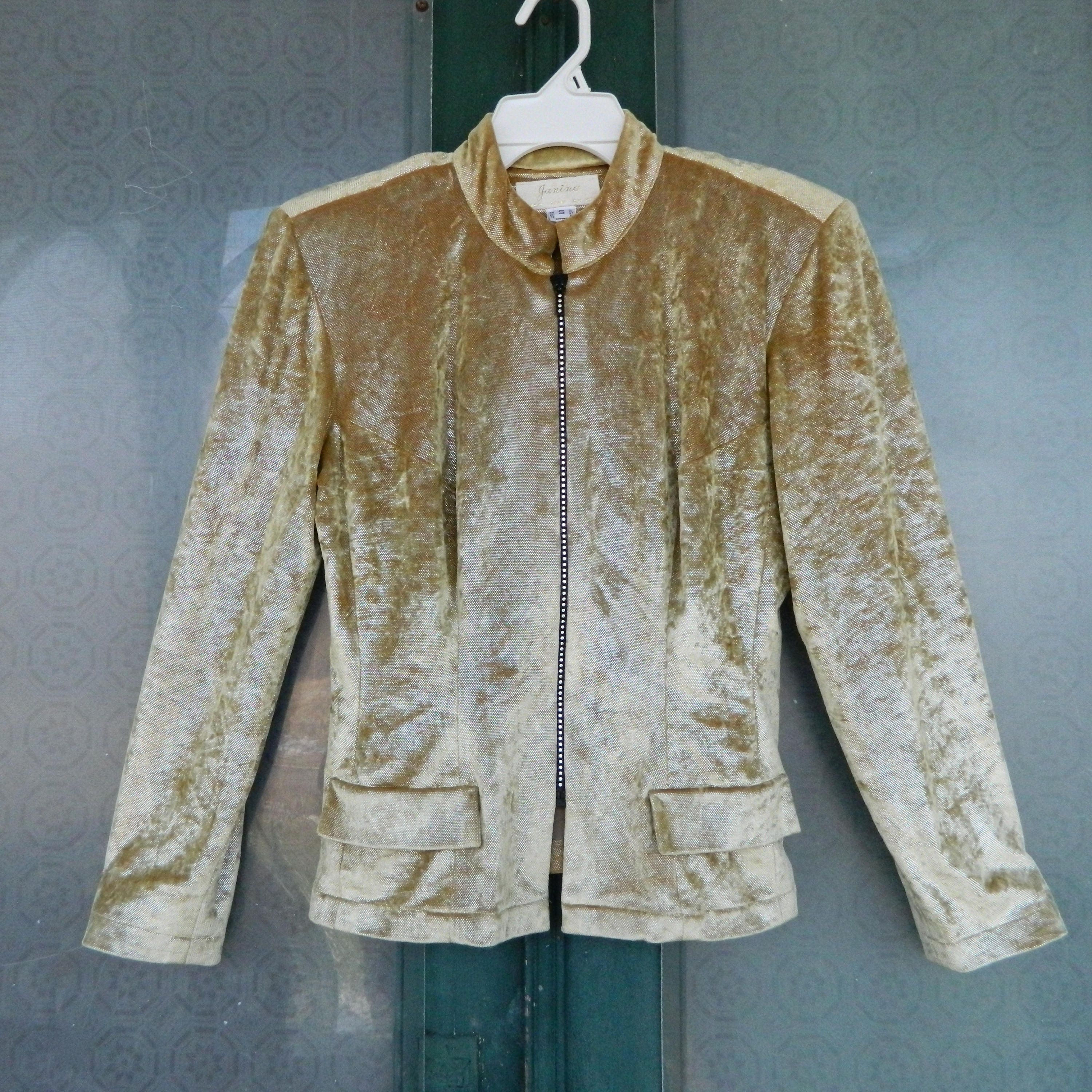 Vintage Fitted Disco Jacket by Janine Italy Gold Glam S