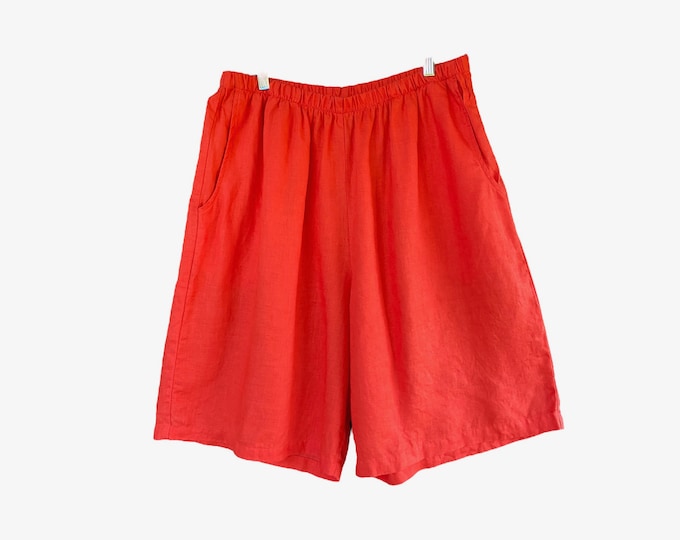 FLAX Shorts -L- Bright Orange Linen