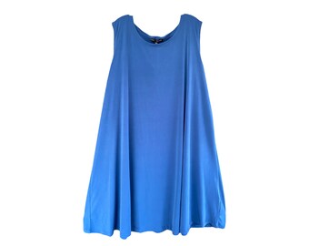 Kozan A-Line Tunic Dress -2X- Blue Poly/Spandex NWT