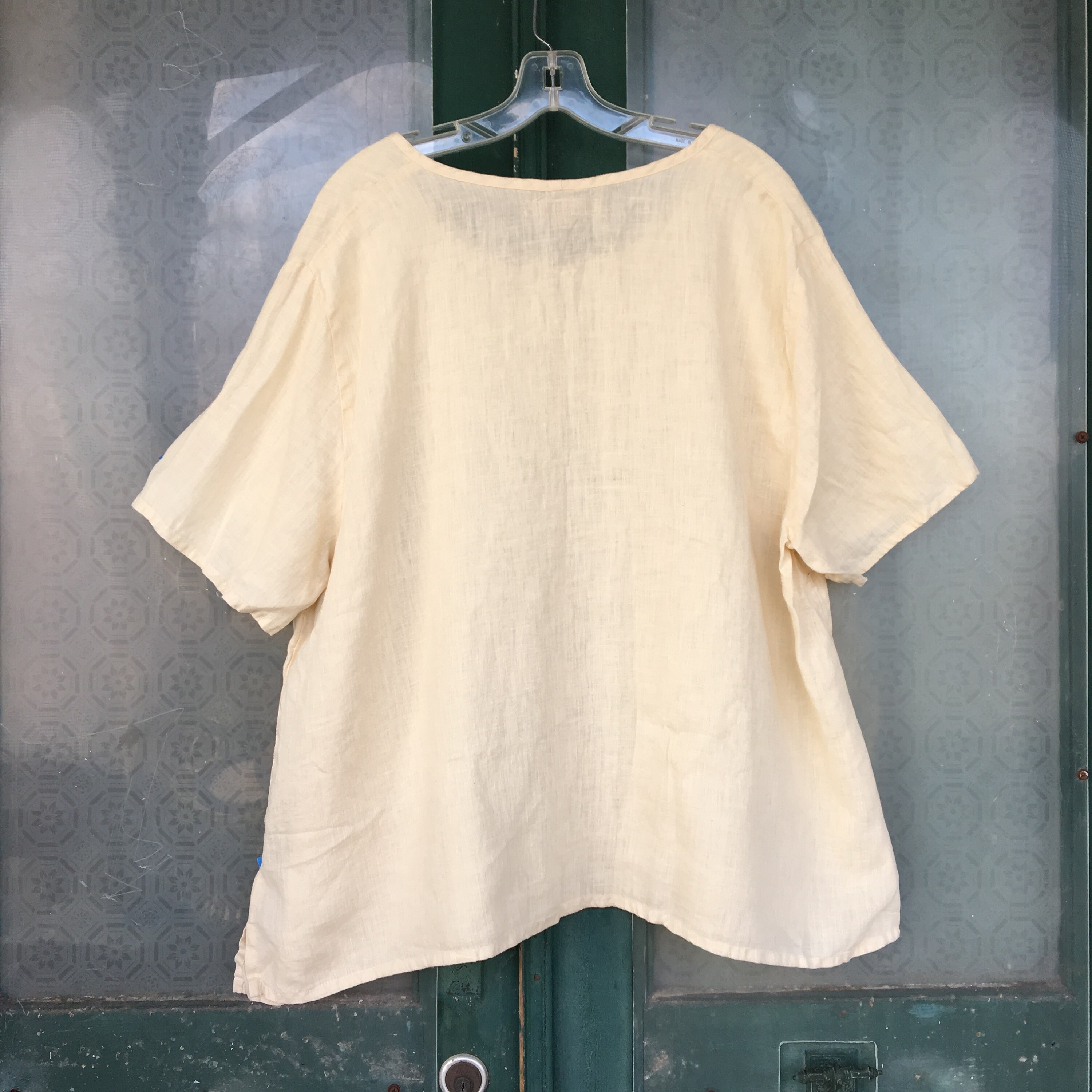 FLAX Designs Short-Sleeve Tee -2G/2X- Ivory Lightweight Linen