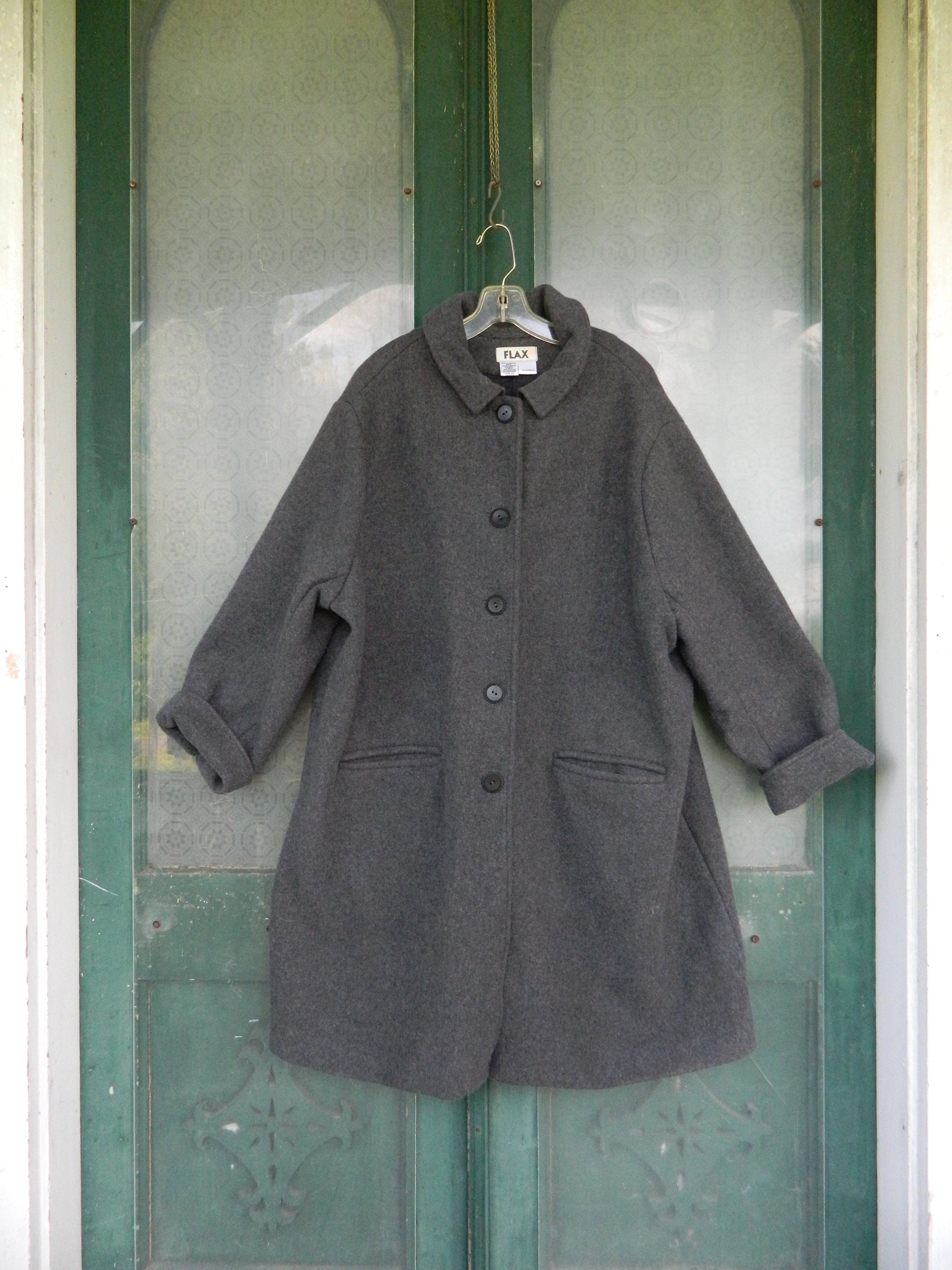 FLAX Engelheart Wool Coat -2G/2X- Gray Wool Blend