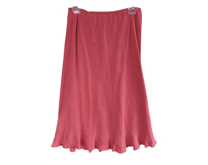 Bryn Walker Bias Slip Skirt -L- Fruit Punch Pink Linen