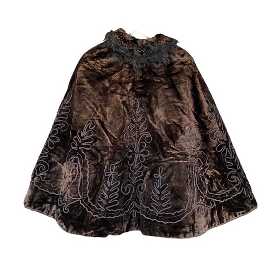 Victorian Heavy Velvet Brown and Black Cloak with… - image 2