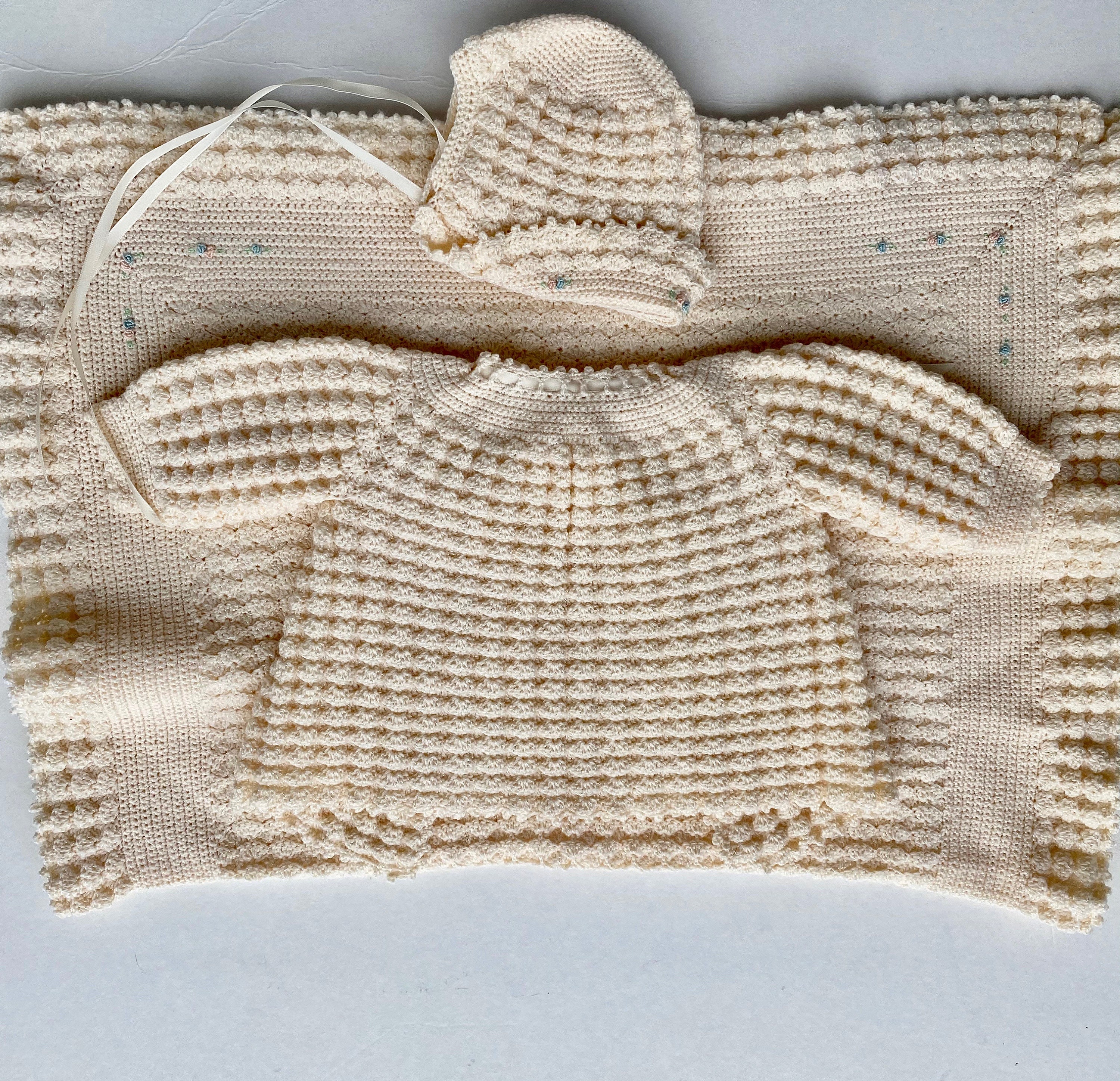 Sweet Vintage Infant Sweater Cap Blanket Set