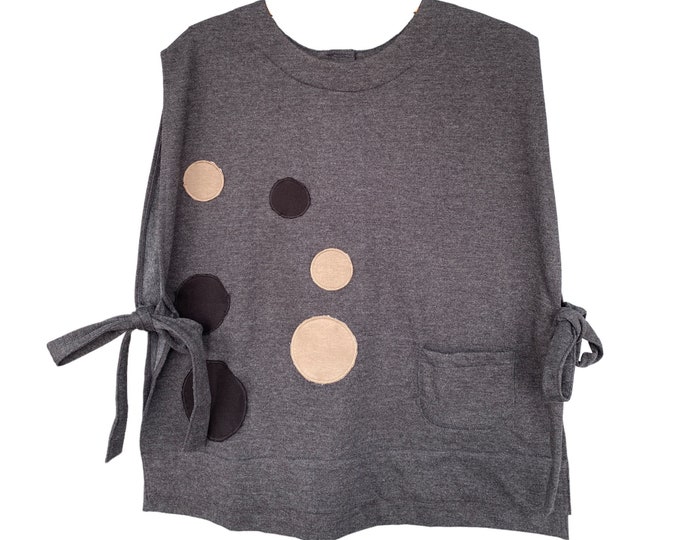 Mona Lisa Tie Vest -O/S- Gray Sweatshirt Fleece NWT