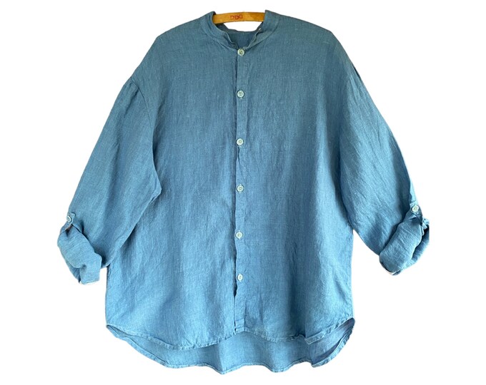 Reserection by Jeanne Angelheart Coverup Shirt -M- Blue Linen