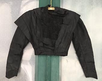 Edwardian Pleated Black Shirtwaist Blouse