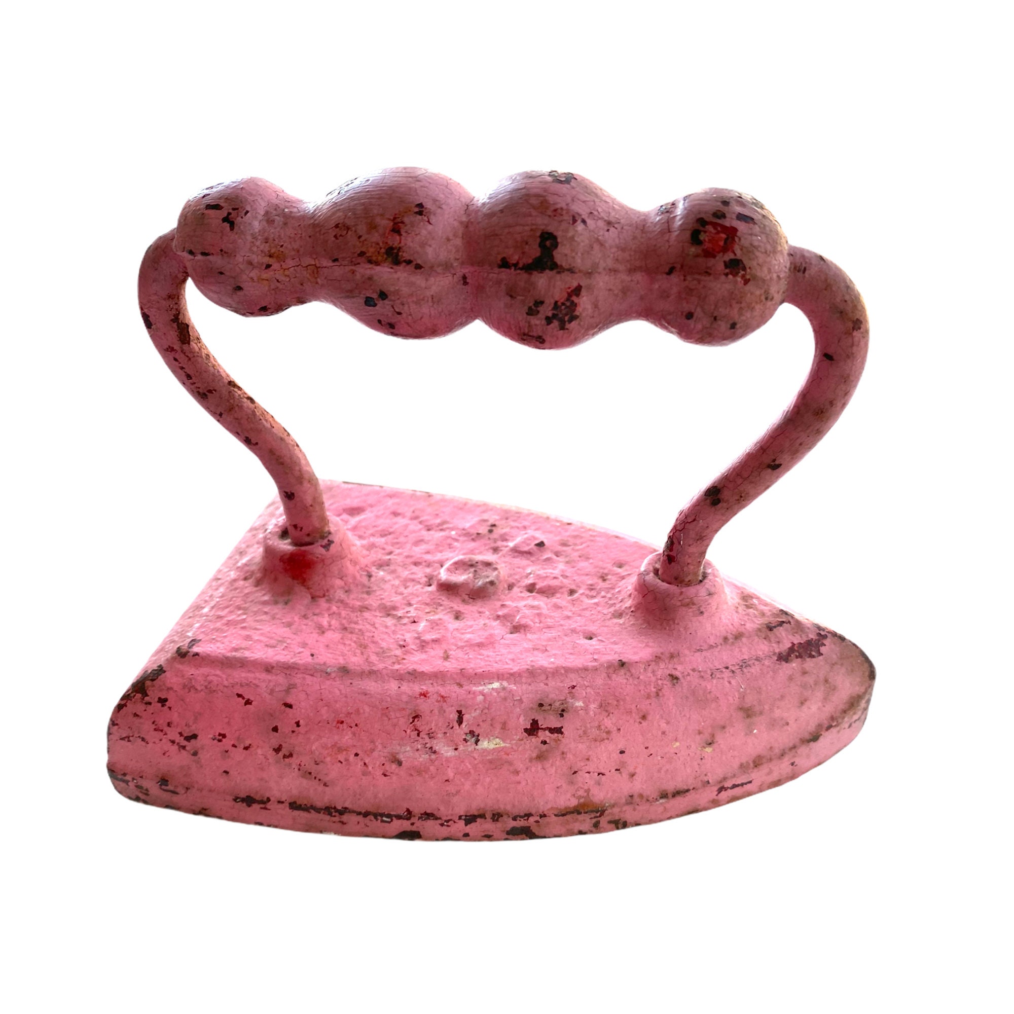 Vintage Sad Iron Painted Bright Pink