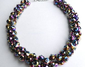 Chunky Aurora Borealis Sparkly Beaded Neckline - 21"