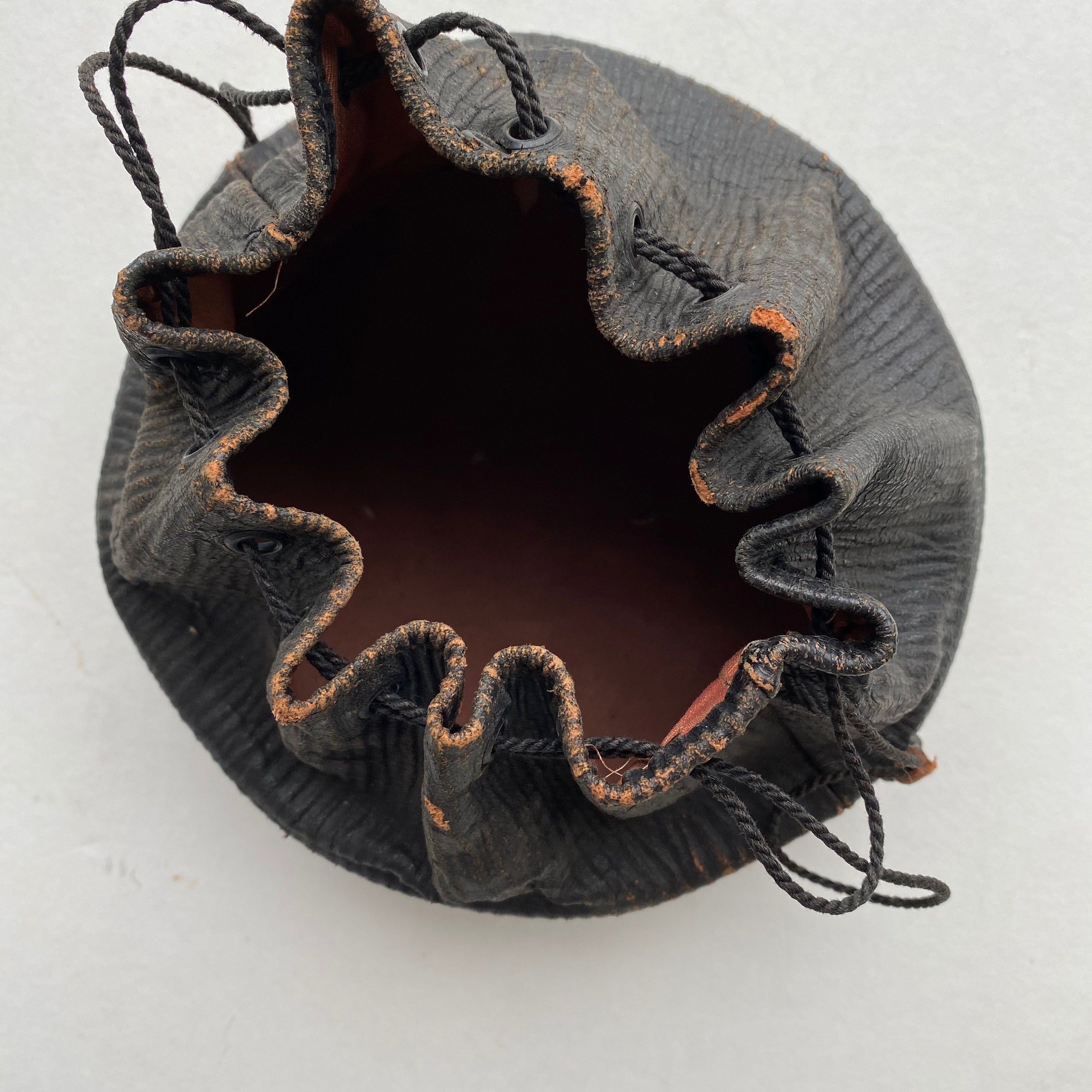 Victorian Leather Drawstring Collar Bag