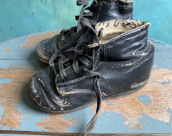 Vintage Black Leather Toddler Shoes