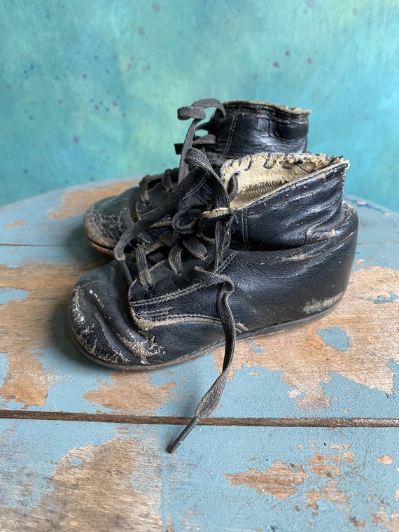 Vintage Black Leather Toddler Shoes