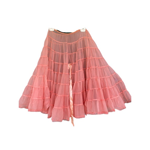 Vintage 1950s Coral Pink Tiered Petticoat