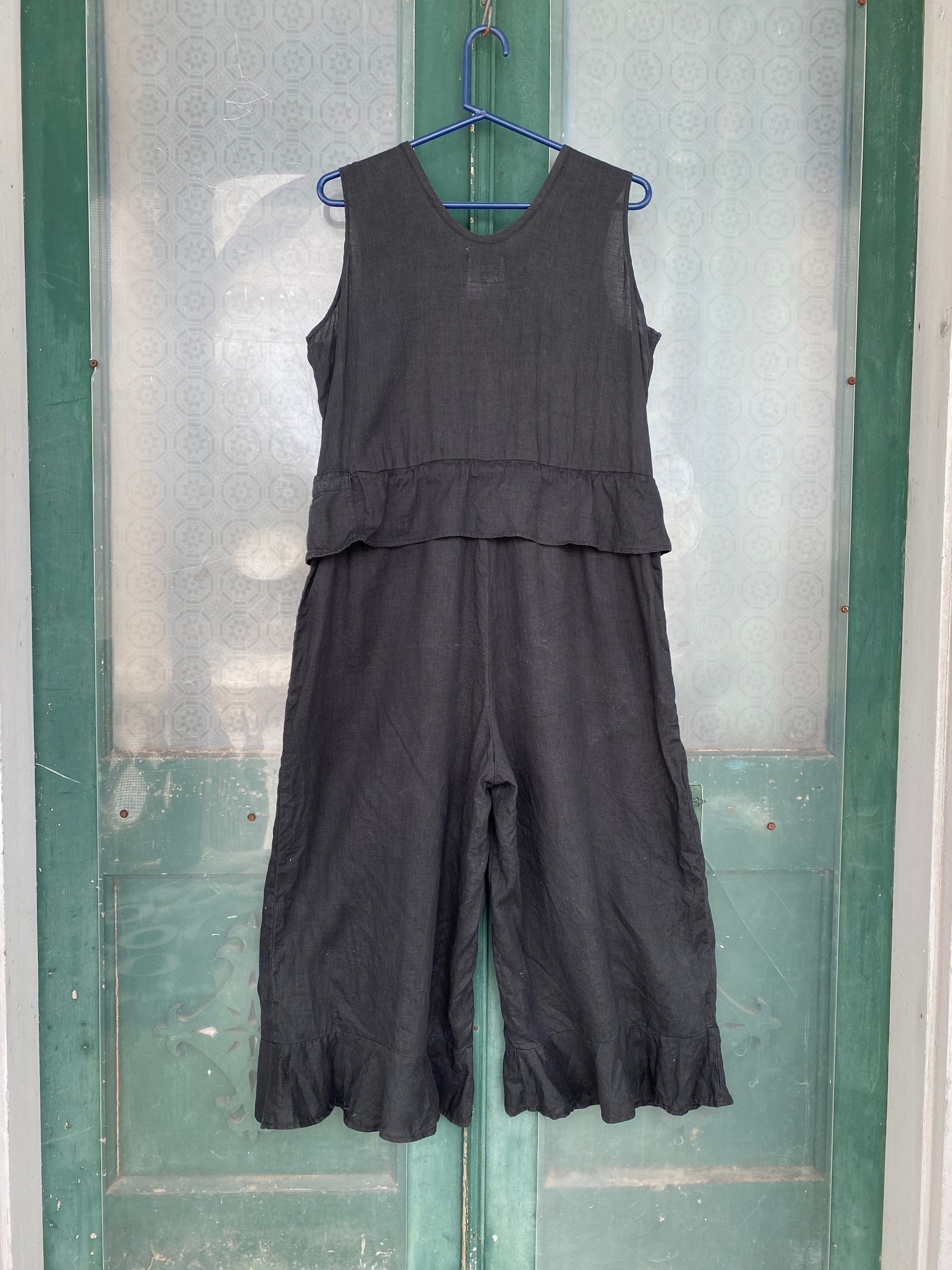 FLAX Engelhart Summer 2000 Retro Bloomer Overalls M Black