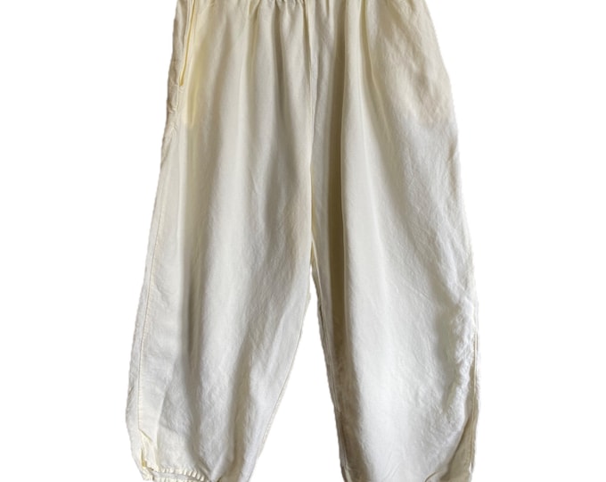FLAX Wide Leg Pants -2G/2X- Pale Yellow Linen/Rayon