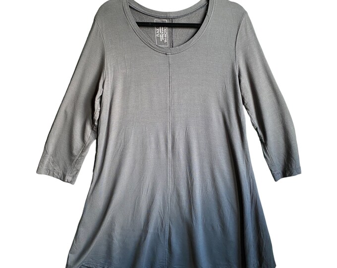 FLAX Flax-In-Motion Tunic -M- Gray Rayon/Spandex