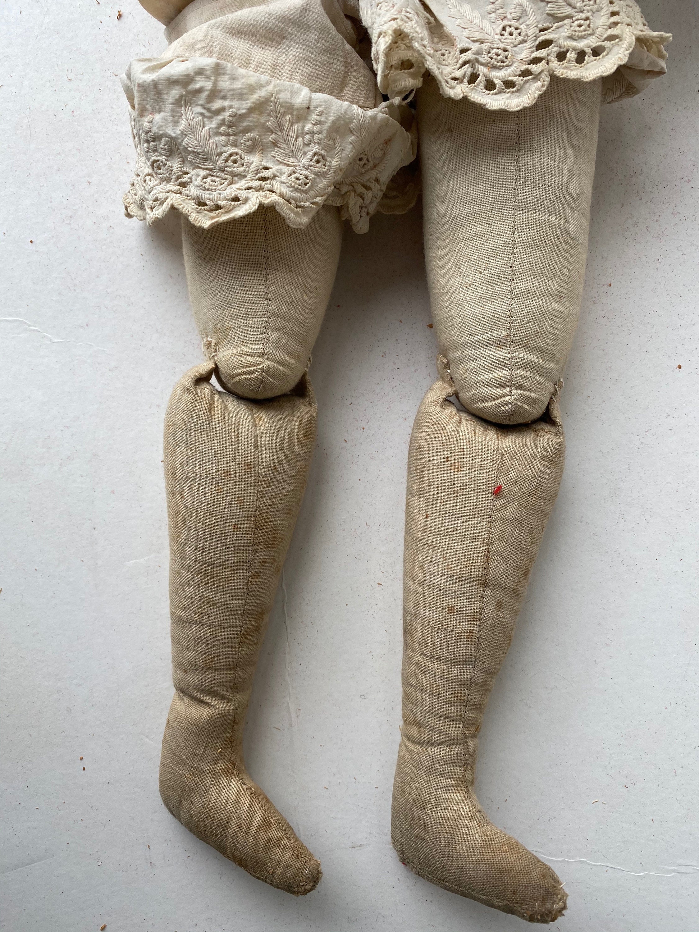 Antique Hinged Cloth Doll Body and Clothes 22