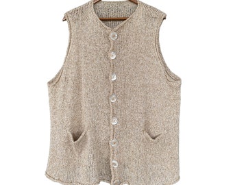 Amy Brill Sweater Vest -M/L- Oatmeal Cotton